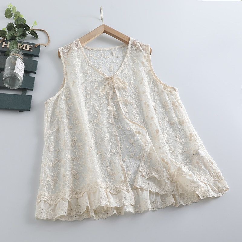 Embroidery Cardigan - Thin Sheer Mesh Lace Shirt Cardigan