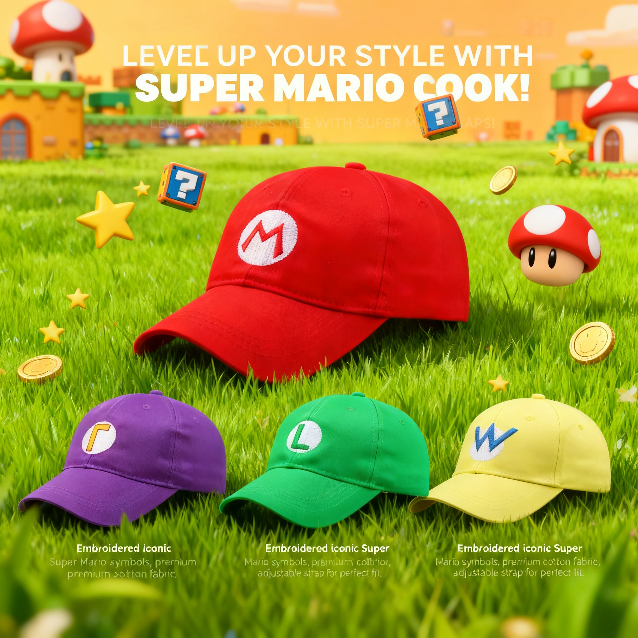 Mario Baseball Cap Embroidery  - đánh giá và giá Embroidery Gift Ideas