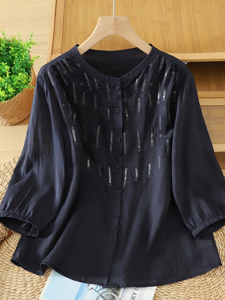 Retro Glitter Embroidery Linen - đánh giá và giá Embroidery Cardigan