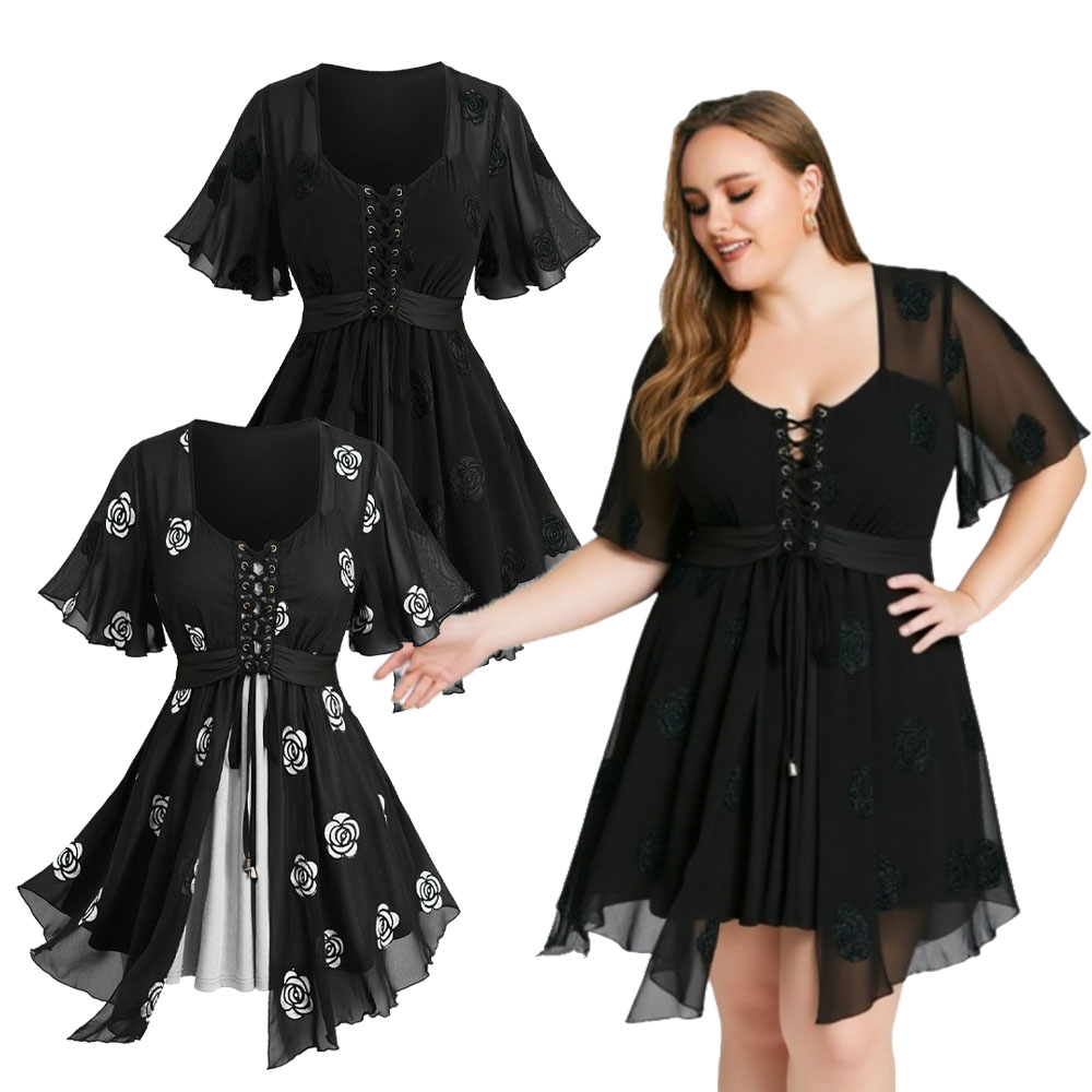 Plus Size 2-in-1 Tops Rose Flo - đánh giá và giá Embroidery Rose