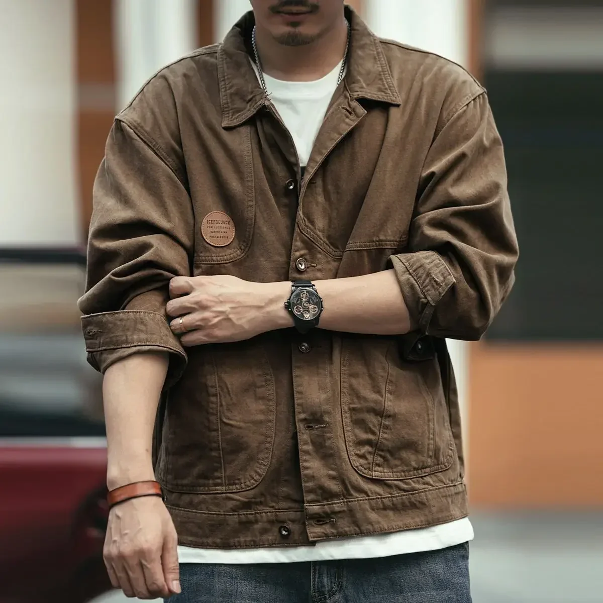 Button Jeans Coat Men Black Ca - đánh giá và giá Embroidery On Jeans