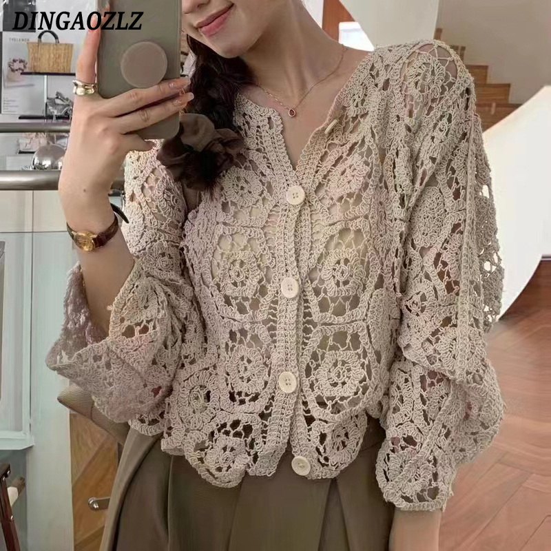 Retro Hook Flower Hollow Out T - đánh giá và giá Embroidery Cardigan