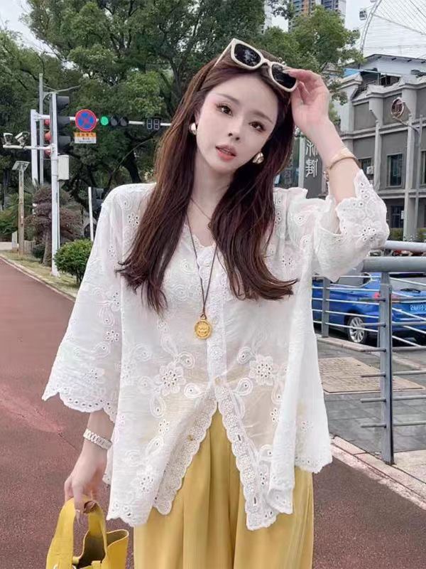 Spring Summer Women Tops V-nec - đánh giá và giá Embroidery Cardigan