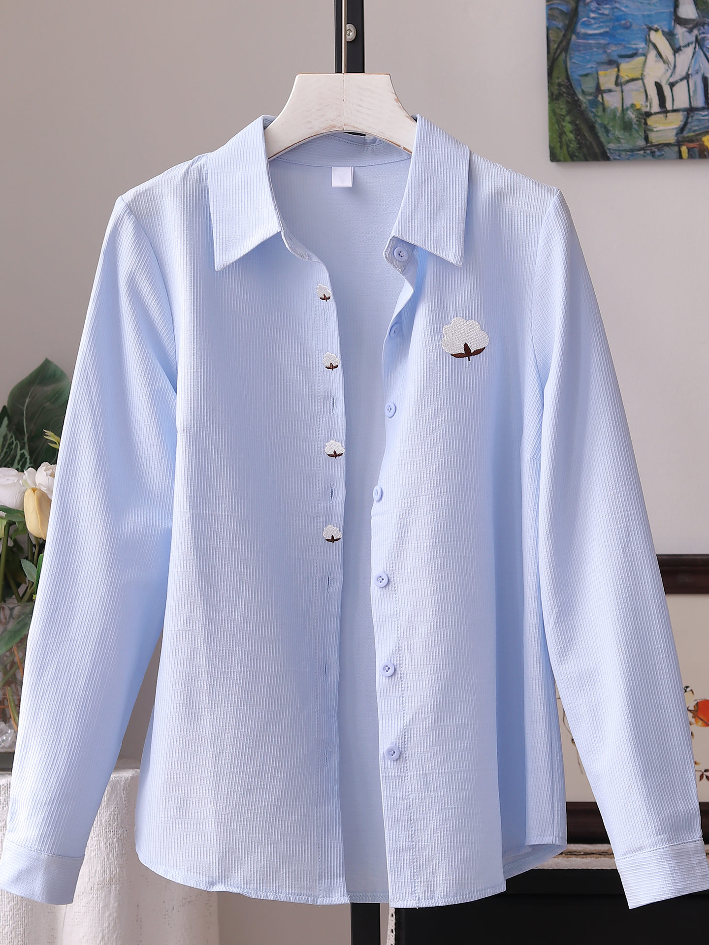 Casual Cotton Shirt Women Long - đánh giá và giá Embroidery Cardigan