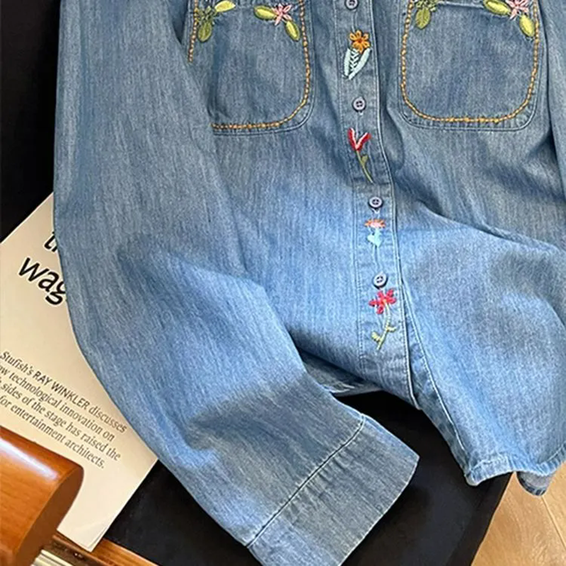 Harajuku Fashion Cotton Denim  - đánh giá và giá Embroidery On Jeans