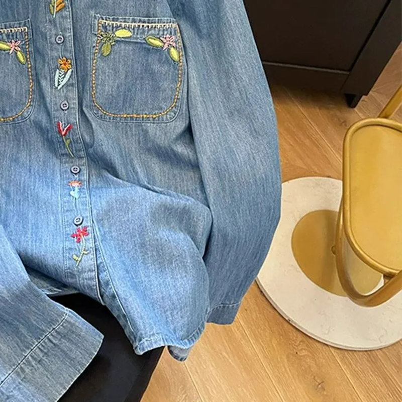 Harajuku Fashion Cotton Denim  - đánh giá và giá Embroidery On Jeans
